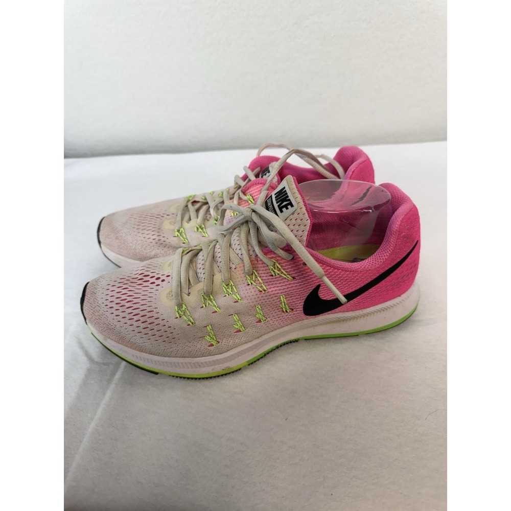 Nike Women's Air Zoom Pegasus 33 Pink Neon‎ Green Running Shoe Sneaker Size 10